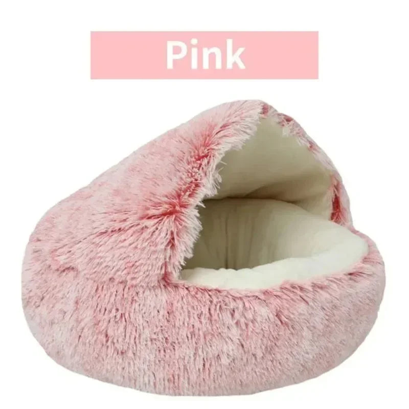 Round Cat Cushion Semi Enclosed Plush Sleeping Bag for Cozy Rest