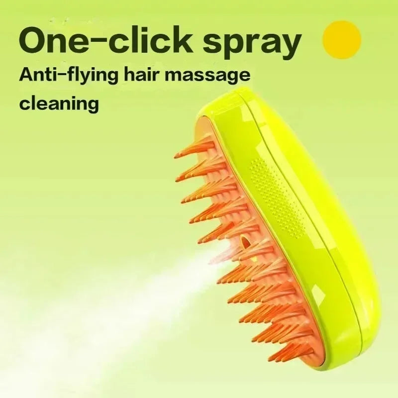3-in-1 Electric Pet Steam Brush for Grooming Cleaning and Comfort