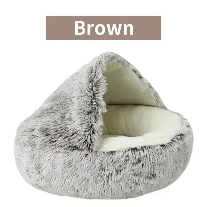 Round Cat Cushion Semi Enclosed Plush Sleeping Bag for Cozy Rest