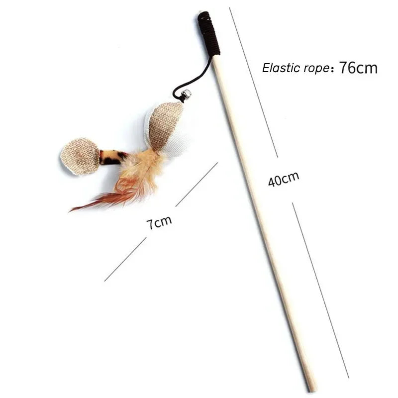 Wooden Cat Teaser Wand for Fun Engaging and Active Plays