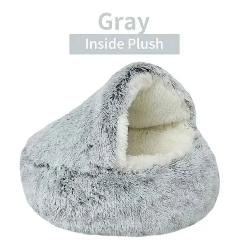Round Cat Cushion Semi Enclosed Plush Sleeping Bag for Cozy Rest