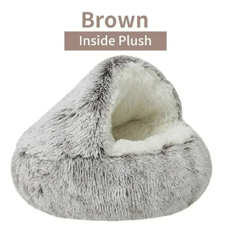 Round Cat Cushion Semi Enclosed Plush Sleeping Bag for Cozy Rest