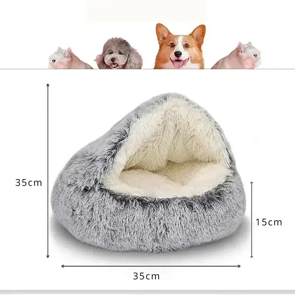 Round Cat Cushion Semi Enclosed Plush Sleeping Bag for Cozy Rest