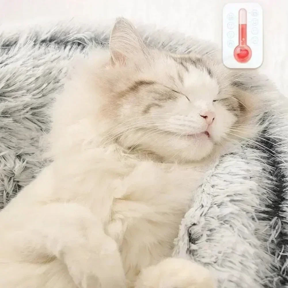 Round Cat Cushion Semi Enclosed Plush Sleeping Bag for Cozy Rest