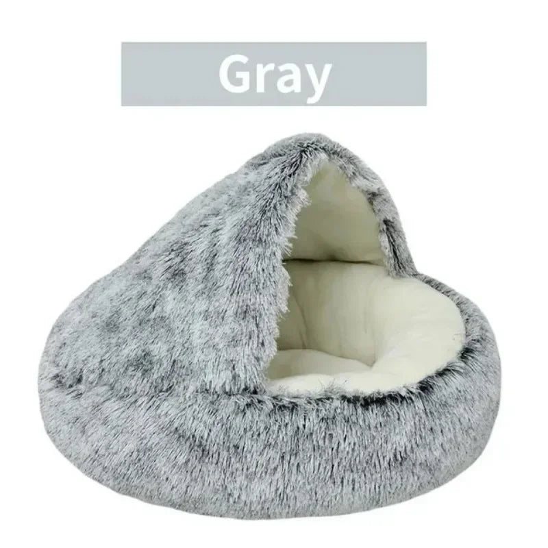 Round Cat Cushion Semi Enclosed Plush Sleeping Bag for Cozy Rest
