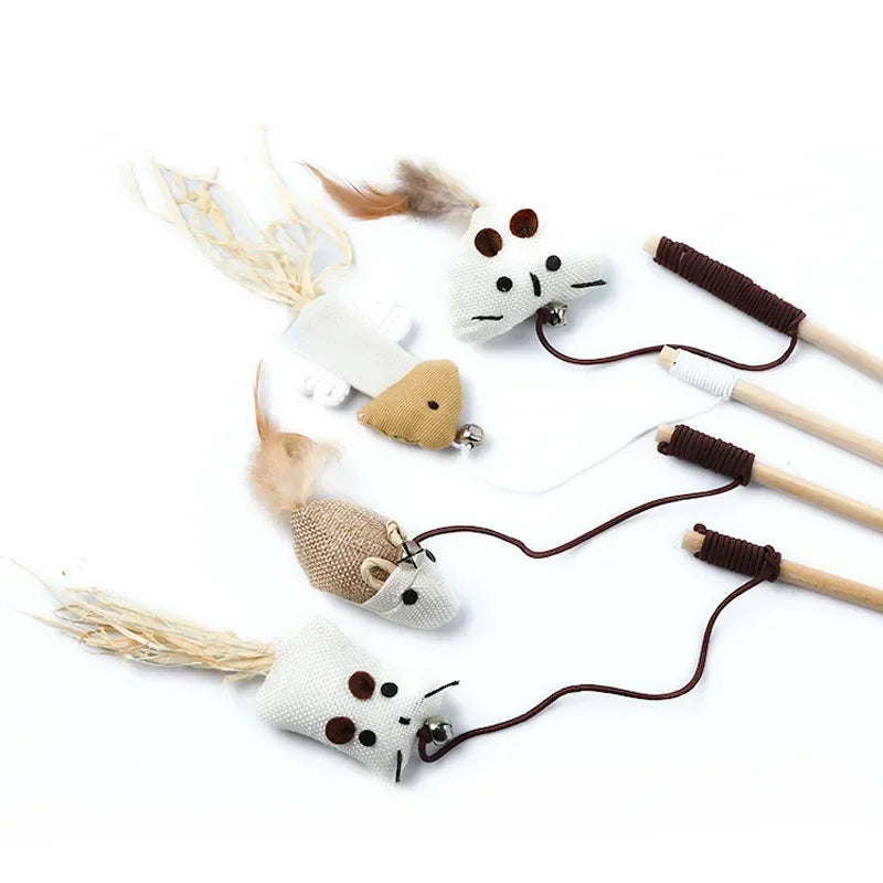 Wooden Cat Teaser Wand for Fun Engaging and Active Plays