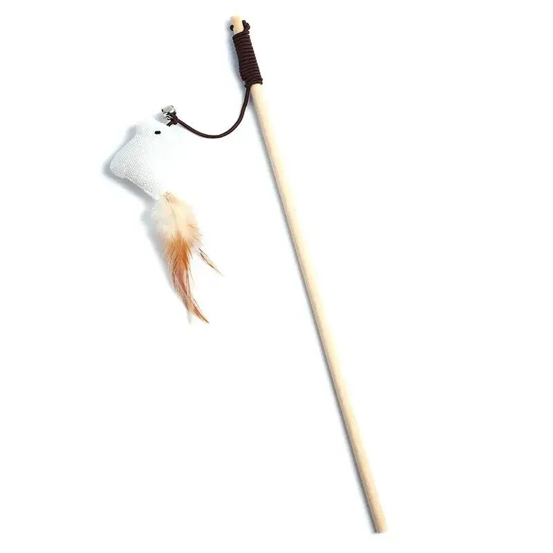 Wooden Cat Teaser Wand for Fun Engaging and Active Plays