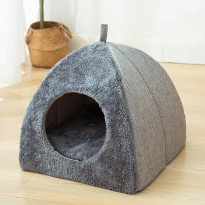 Warm Triangle Cat Nest Velvet Closed Bed